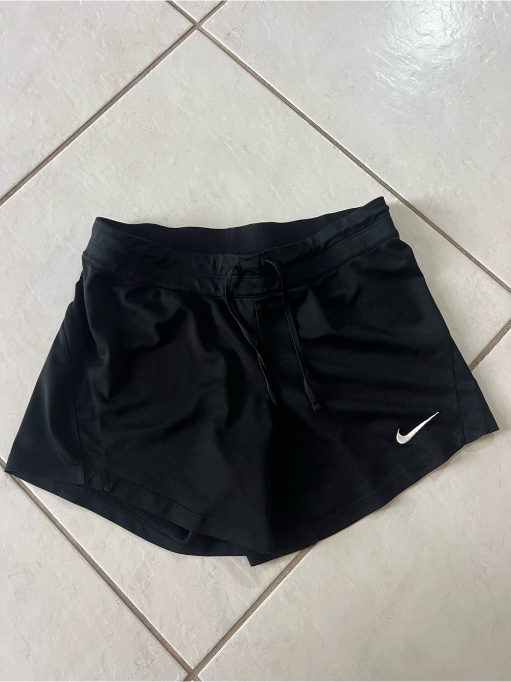 Nike Women's Black Athletic Running Shorts with White Swoosh